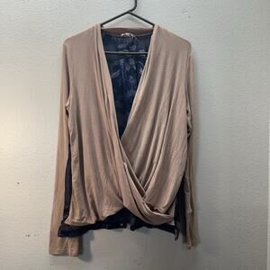 Mystery Y2K Velvet Burnout Sheer Floral Back Faux Wrap Boho Western Cowgirl SZ L